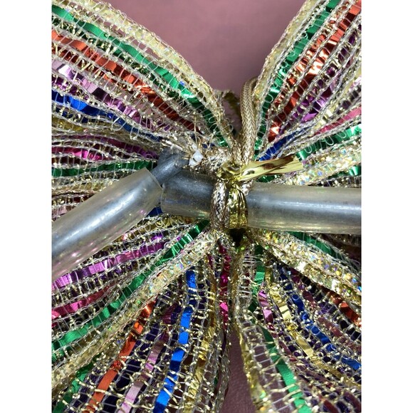 Vintage Christmas Jingle Bells Ribbons 13" Wreath Purple Gold Green Red & Silver - Picture 14 of 16